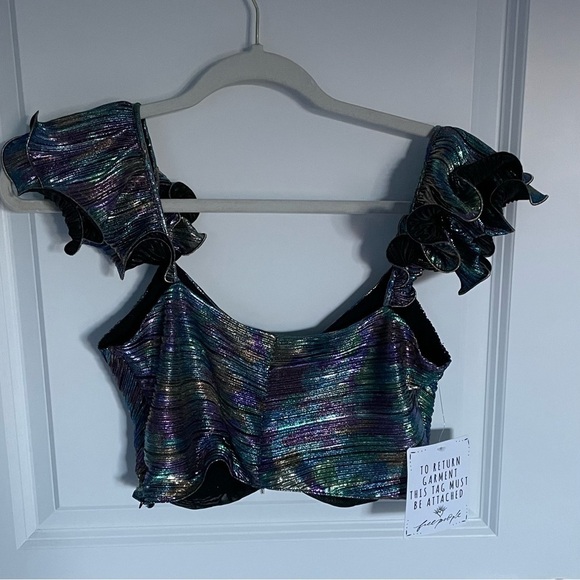 New! Set! Saylor x free people Gianna Top and Skirt metallic 18658 - Picture 7 of 16